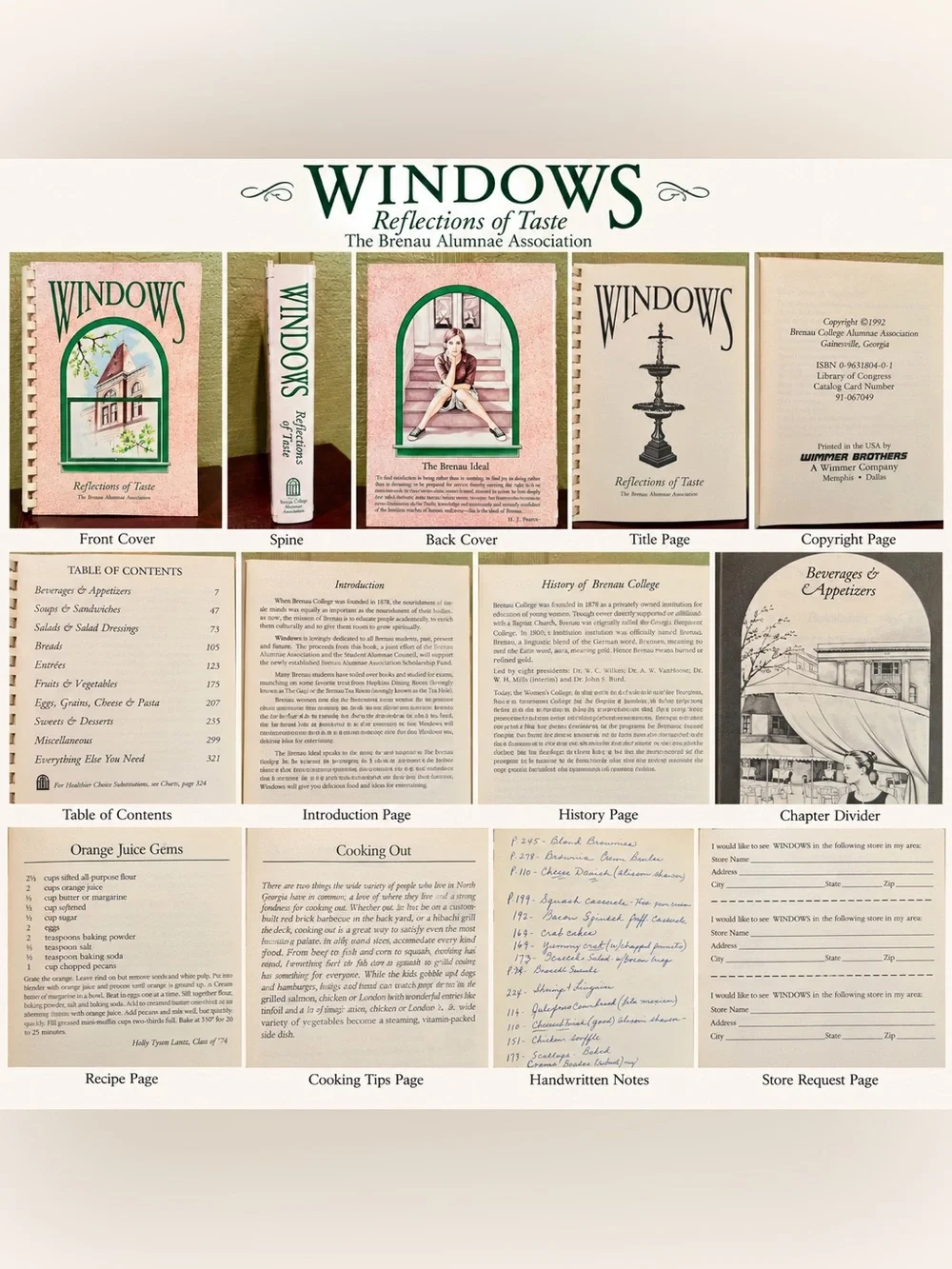 Vintage 1992 WINDOWS Reflections of Taste Brenau Alumnae Association Cookbook